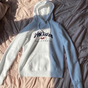White Embroidered Hollister Hoodie
